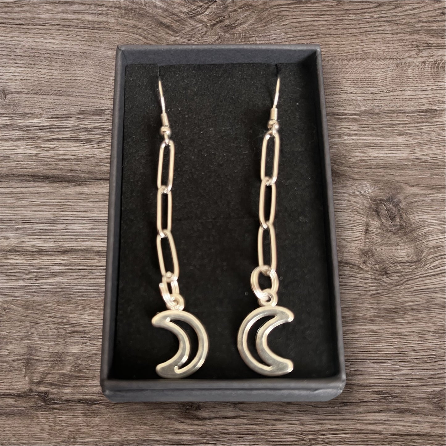 Crescent Moon Paperclip Earrings