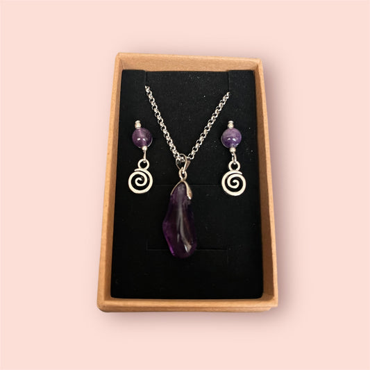 Amethyst Necklace and Earring Set