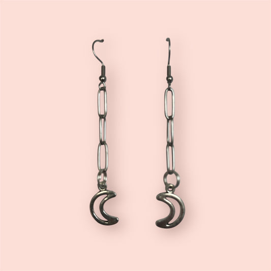 Crescent Moon Paperclip Earrings